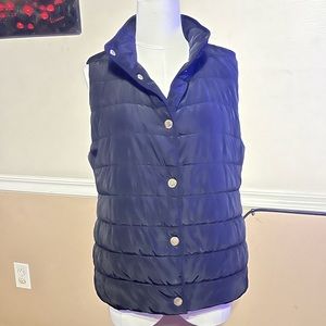 Michael Kors Women's Puffer Vest Size Large Black Snap Buttons